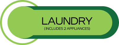 A Green Button-Shaped Label With The Text &Quot;Laundry (Includes 2 Appliances)&Quot; In Black Capital Letters.